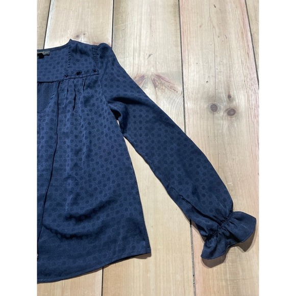 Anthropologie Current Air Blue Blouse w/ ruffle sleeves. Women's XS - Picture 3 of 8